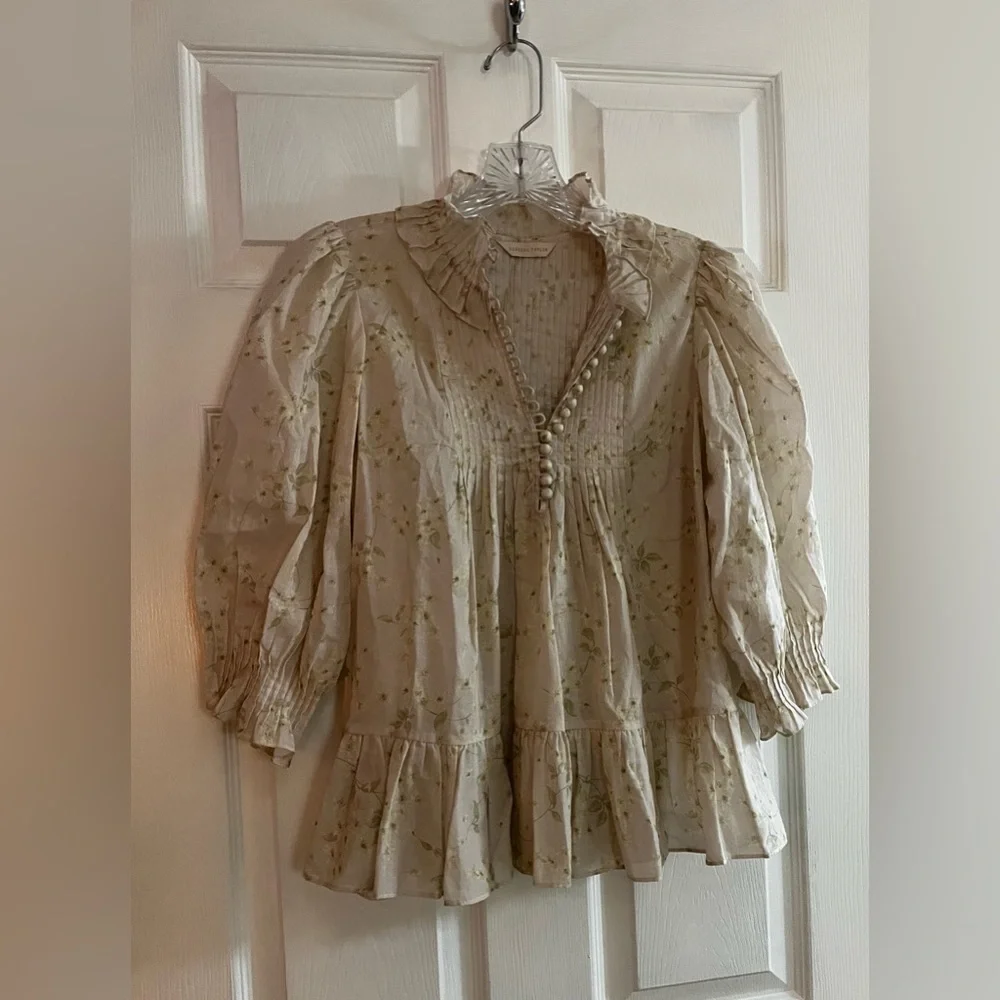 Rebecca Taylor/women’s NWOT Floral Ruffle Blouse Size S - Picture 2 of 9